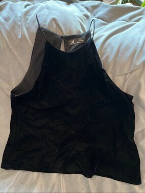 Zara Black Velvet Halter Tank Top